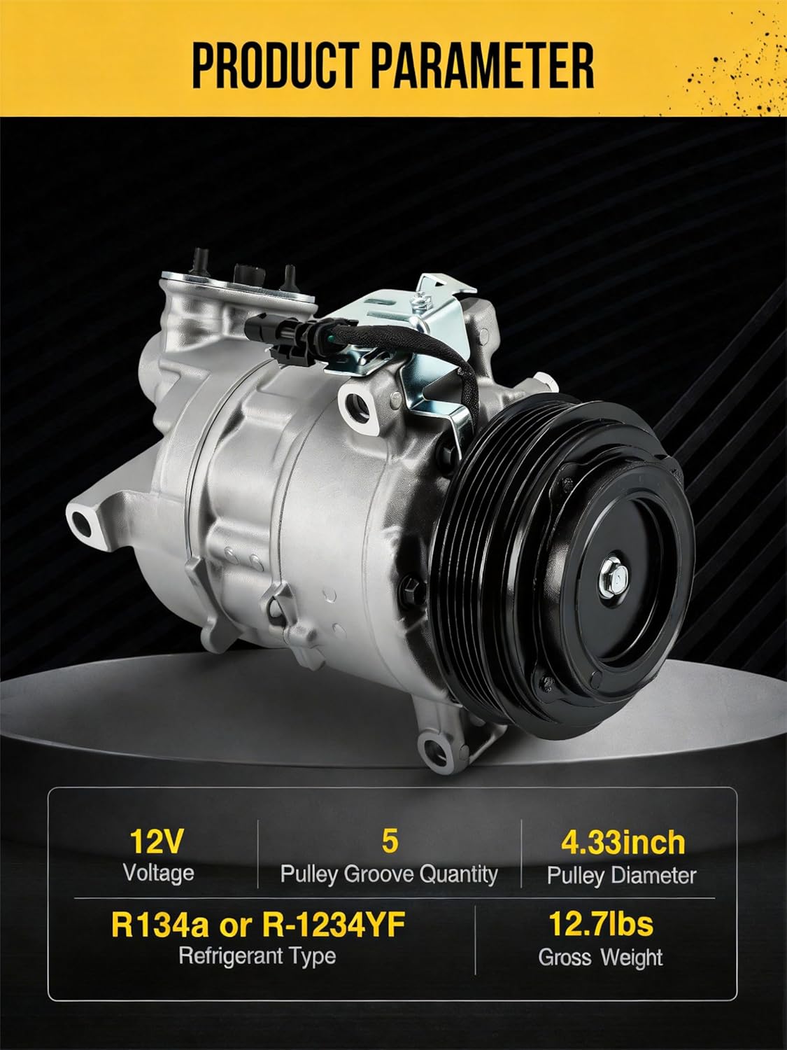 KAC A/C Compressor Compatible with Cadillac ATS 2013-2016 2.5L, CTS/ATS 2014-2019 2.0T, with Chevy Camaro 2016-2022 2.0T, Air Conditioning Compressors Replace for 1177333