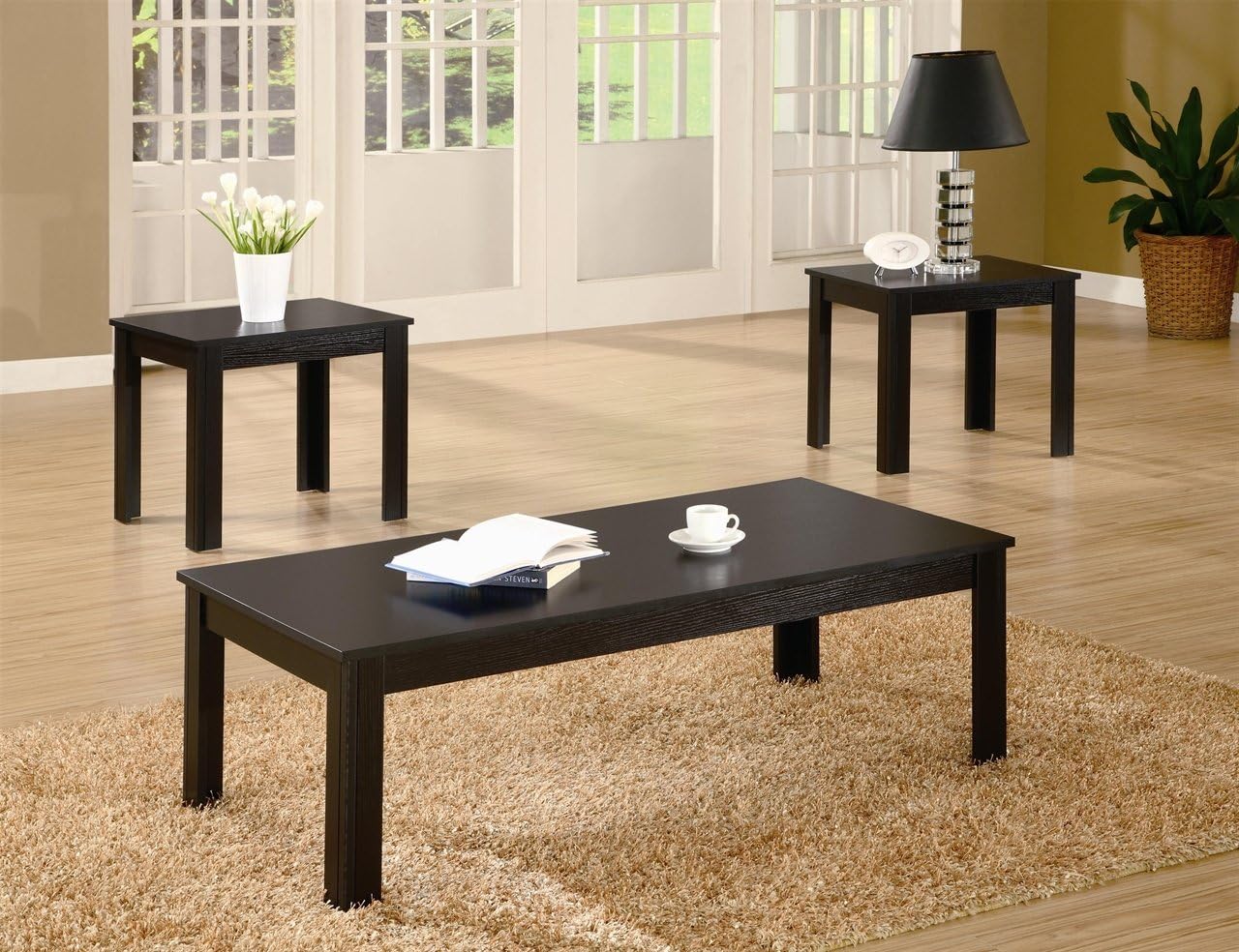 Luke 3 Piece Casual Occasional Table Set in Black