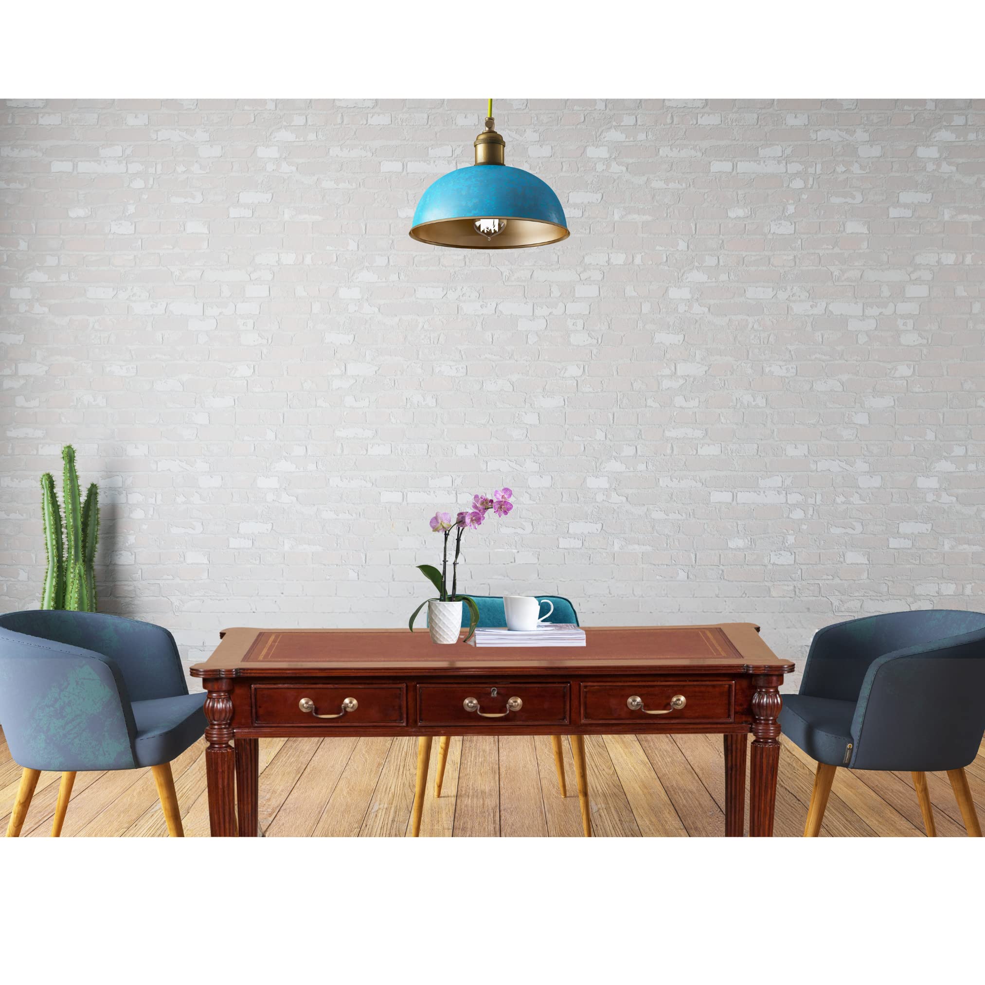 Biscottini Scrittoio vintage 126x75x65 cm | Scrivania in legno e pelle con cassetti | Scrittoio antico in legno | Scrivanie classiche per studio e camera da letto