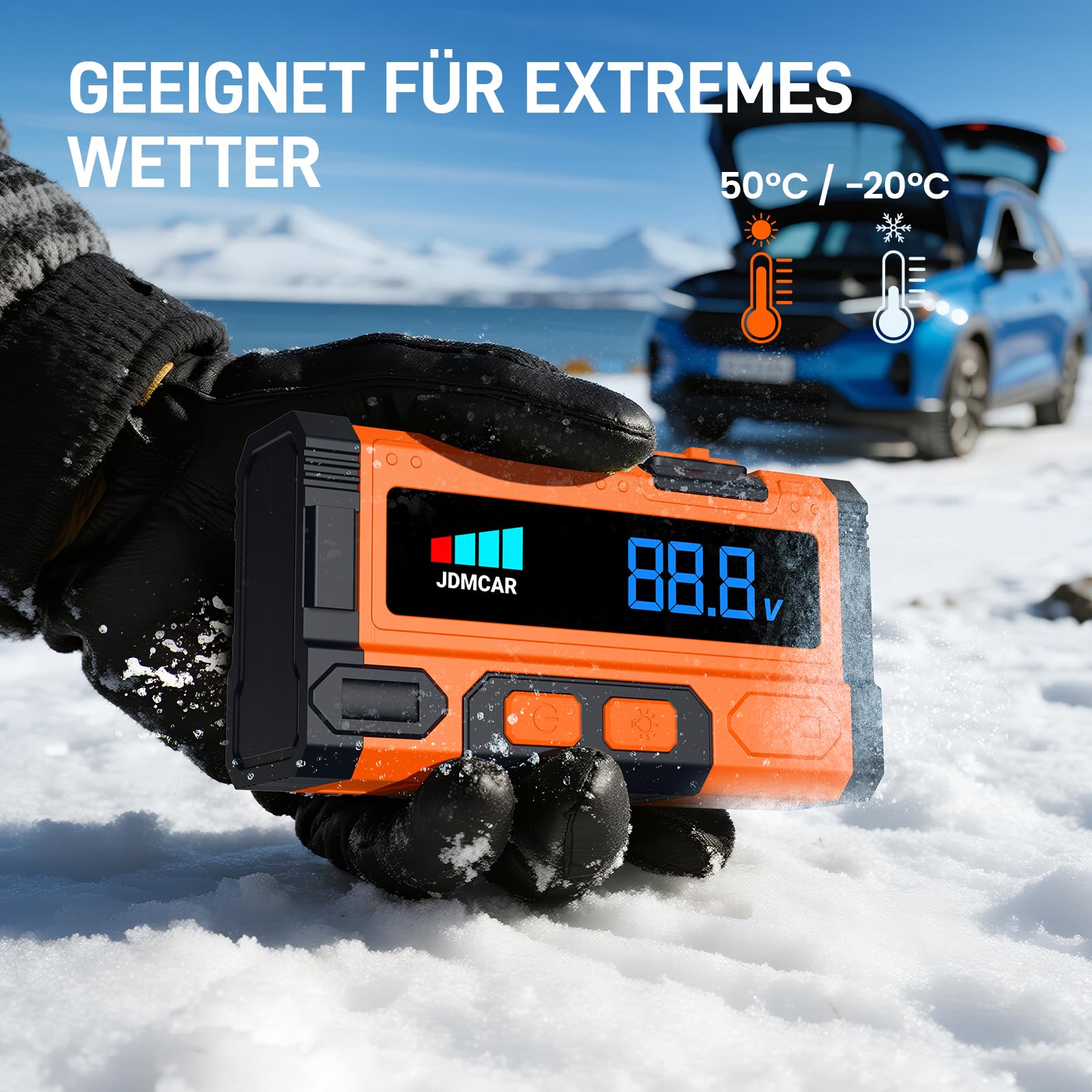 JDMCAR 9000A 14.8V Auto Starthilfe Powerbank mit LCD Bildschirm & LED Taschenlampe