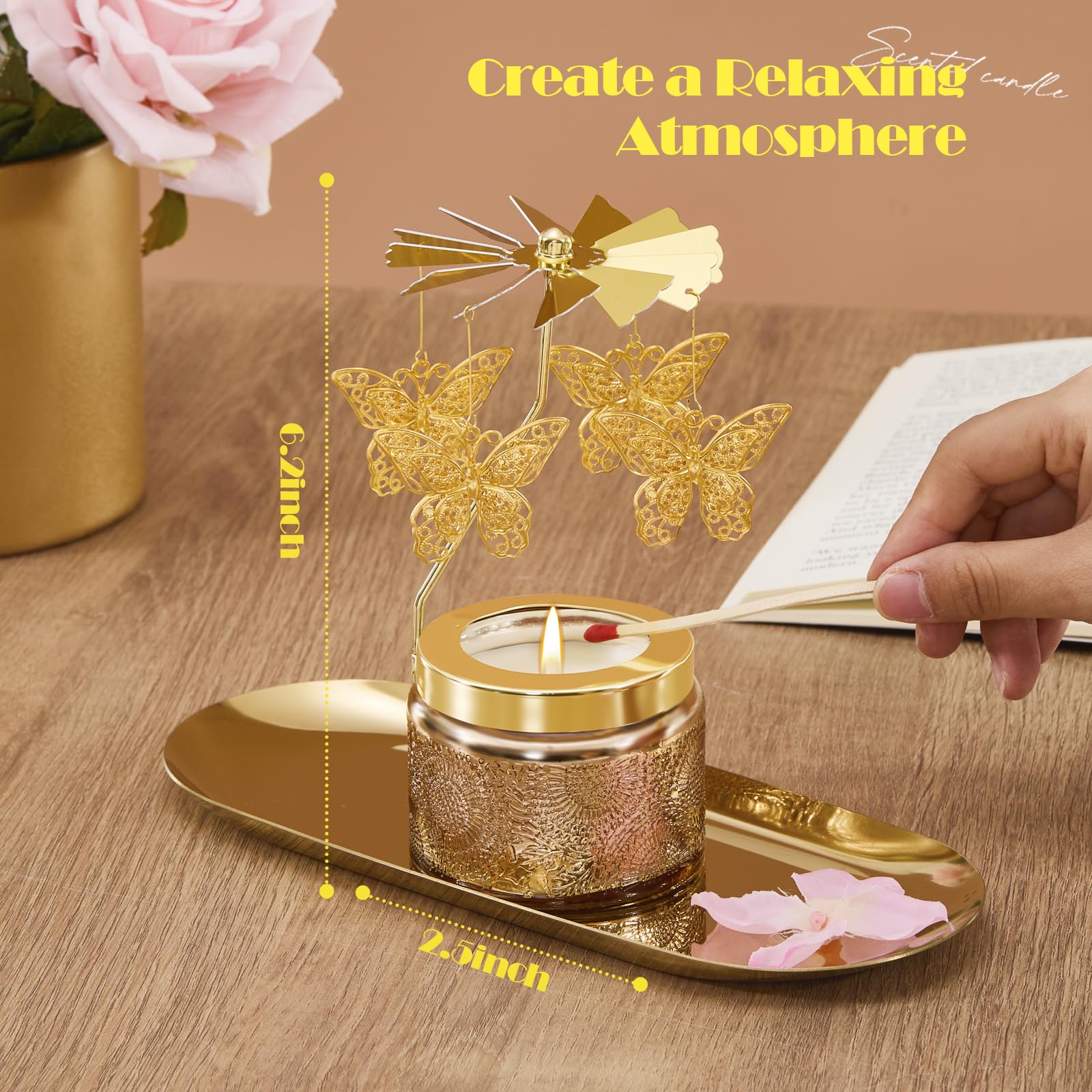 Mothers Day Gifts for Mom, Sunflower Candle Gift for Women, Funny Birthday Gift for Mum Mama, Rotating Scented Candles Presents for Friends, Sisters, Grandma, Mothers Day Gifts for Mom from Daughter: Butterfly