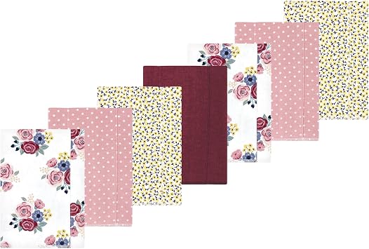 Luvable Friends Hudson Baby Flannel Burp Cloths 7pk, Rose Navy Bloom
