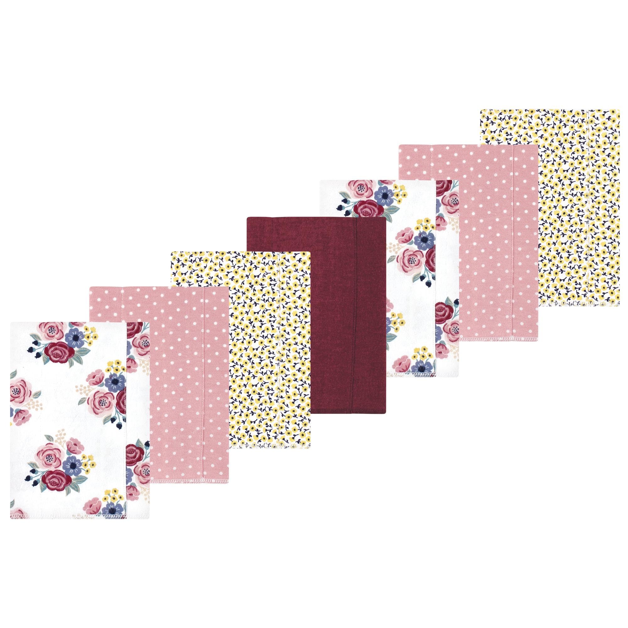 Luvable Friends Hudson Baby Flannel Burp Cloths 7pk, Rose Navy Bloom