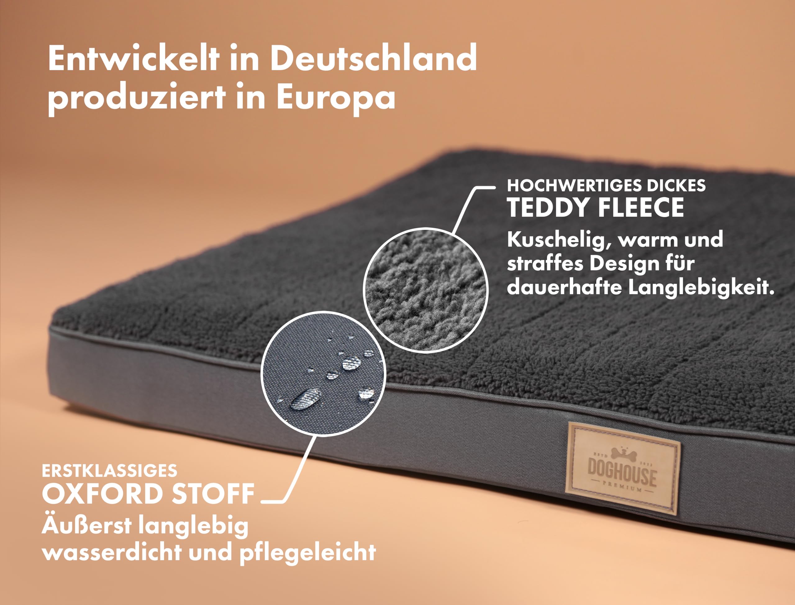 Hundebett L 100x65x9cm für mittelgrosse Hunde – Orthopädisch, Waschbar, Hundematratze Hundekissen flauschig, Anthrazit ergonomisch