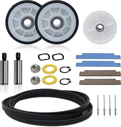 AZ4U Kit de reparación de secadora Rodillos de tambor 12001541 303373K W10116741 303373, correa 33002535 WP33002535 33001777, polea tensora