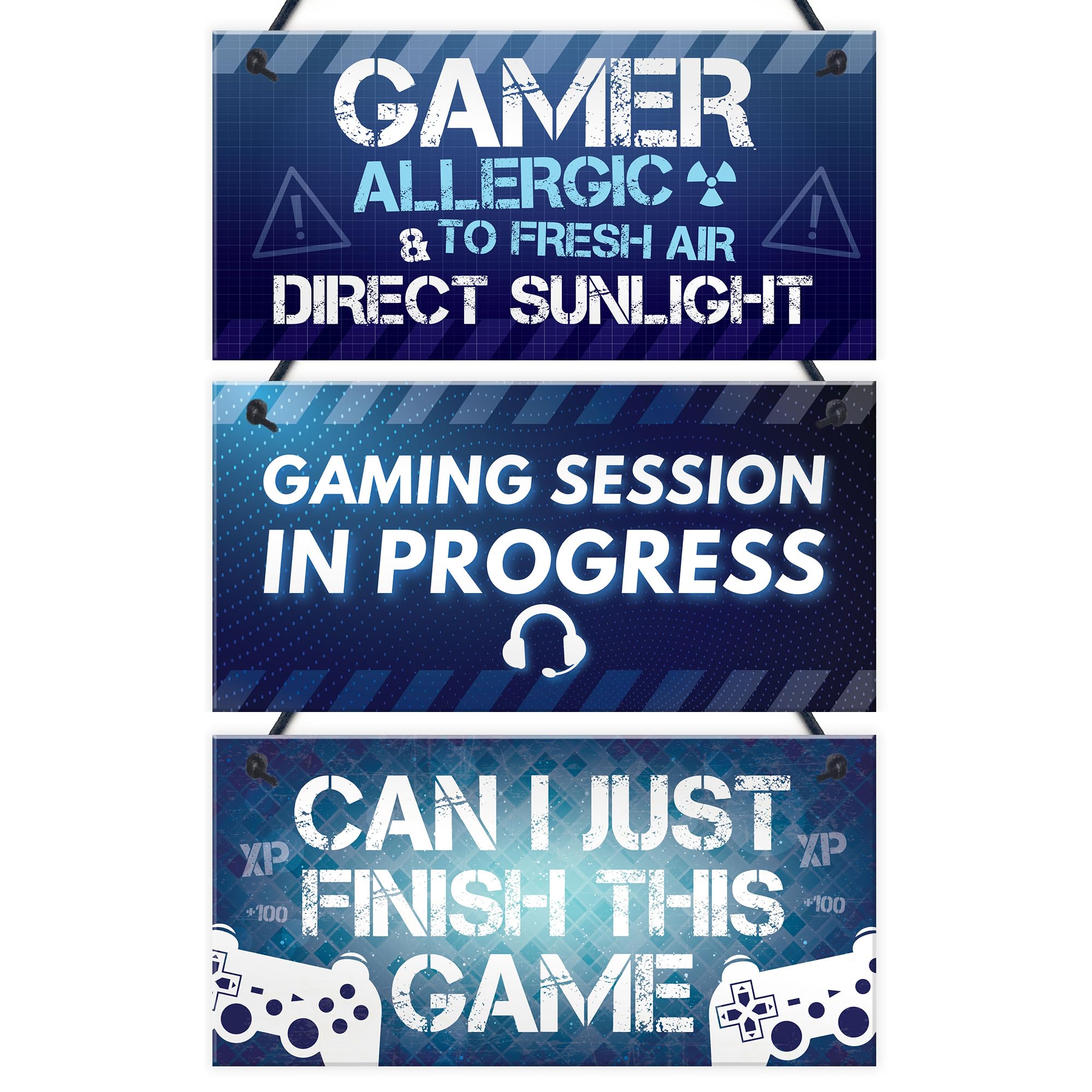 Red Ocean Gaming Gamer Gifts For Boys PACK OF 3 Gaming Plaques For Boys Bedroom Christmas Birthday Gifts For Son Brother
