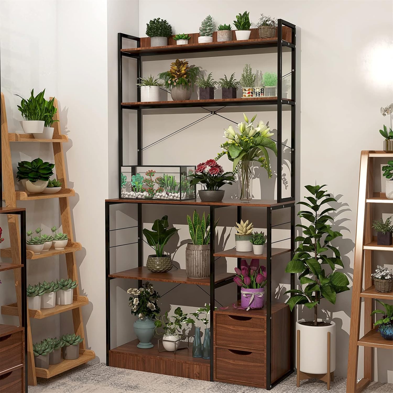 New Arrivals 5-Tier with 2 Storage Cabinet Metal Kitchen Baker's Rack, Microwave Storage Rack Oven Stand with Wine Storage Organizer Workstation,Particleboard Kitchen Shelf ๐ฅ Hot Deals 5-Tier with 2 Storage Cabinet Metal Kitchen Baker's Rack, Microwave Storage Rack Oven Stand with Wine Storage Organizer Workstation,Particleboard Kitchen Shelf