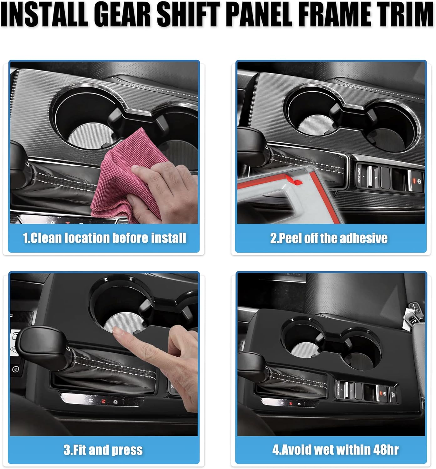 X AUTOHAUX for Honda Civic 11th 2022 Car Armrest Box Cover Center Console Gear Shift Panel Trim Interior Decorative Protector for Sedan Hatchback LX EX EX-L Sport Touring Gloss Black ABS