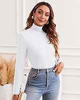 Vista 4 de XSRYT Women Long Sleeve Mock Turtleneck Lightweight Ribbed Knit Shirts Underscrub Pullover Tops