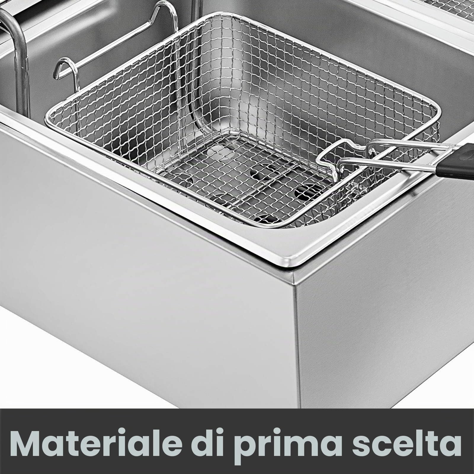 VEVOR Friggitrice Elettrica Professionale 12L 5000W con Doppio Cestino Elettrico Doppio Serbatoio Controsoffitto Friggitrice Francese in Acciaio Inossidabile
