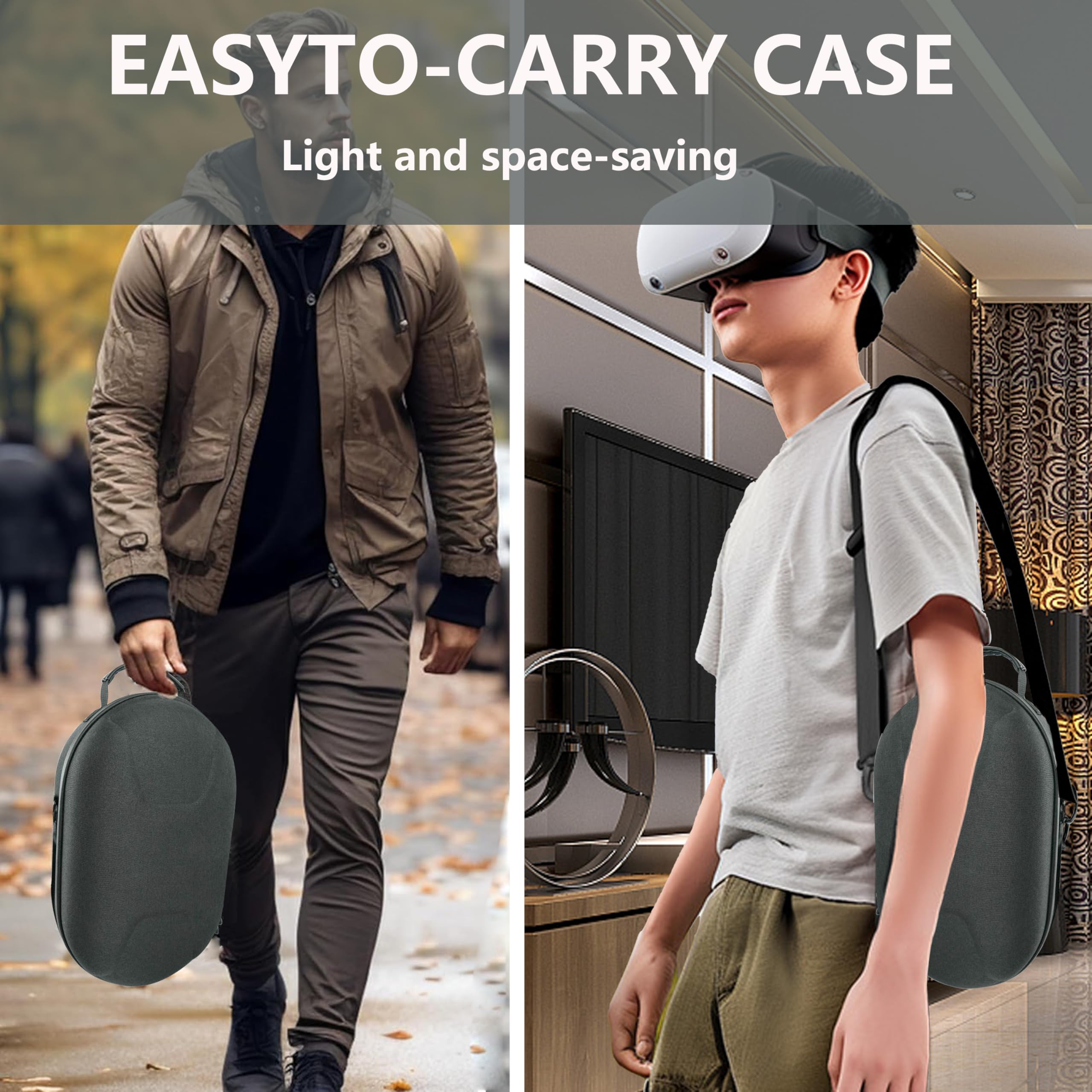 VR Headset Carrying Case, Portable Storage Bag for Meta. Quest 3/ Pico 4 Ultra, with Handheld and Shoulder Straps, Travel case for VR, Controller, Elite Strap and Accessories