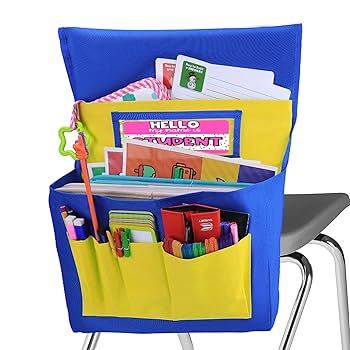 Estune Chair Pockets For Classrooms 19'' X 18'' Chair Storage Multicolor Seat Organizer With 6 Pockets Table Desk Organized With Name Tag Slot For School Home(Fresh Color,16 Pcs