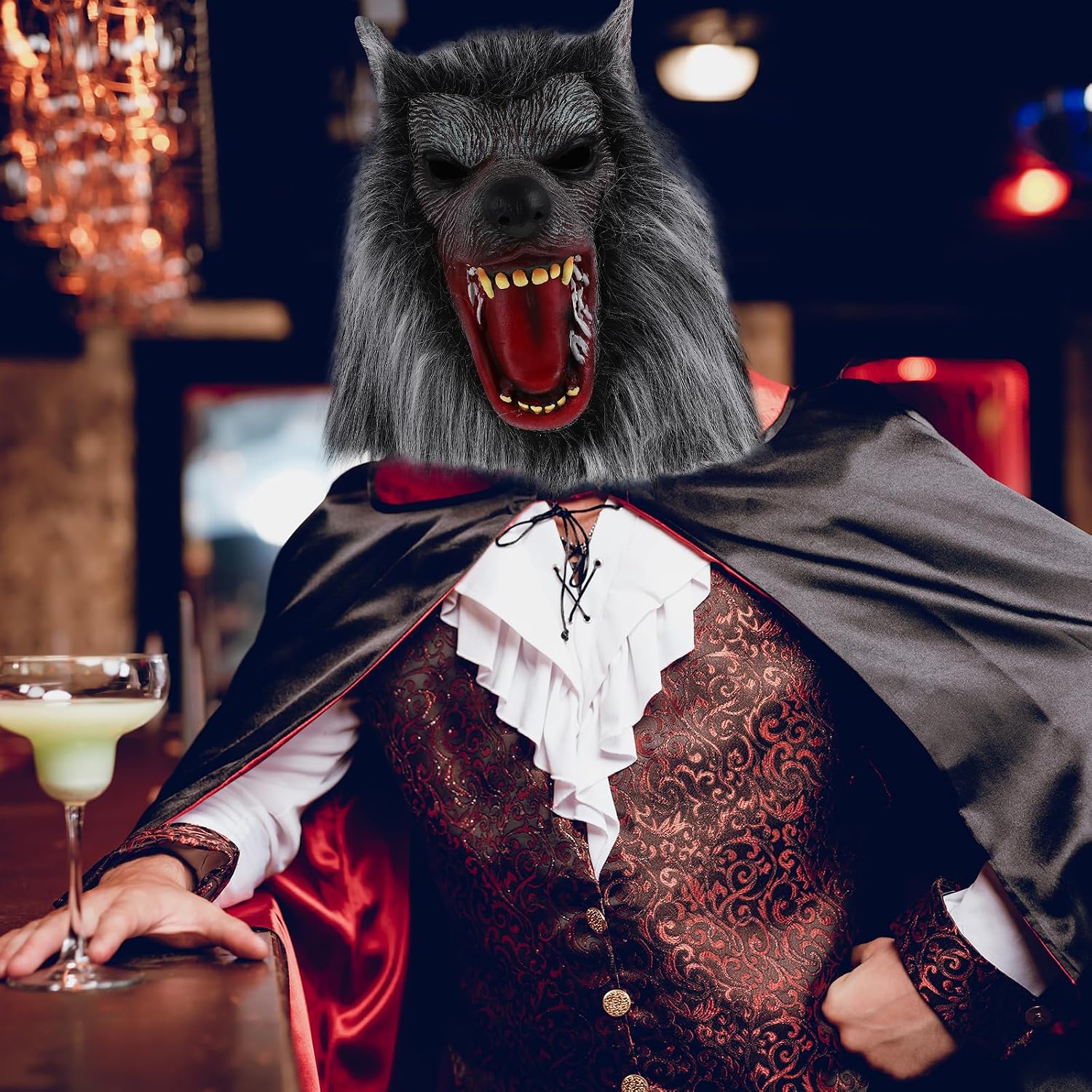 LOGOFUN Halloween Animal Latex Mask Wolf Masks Breathable Cosplay Wolf Prank Mask for Halloween Easter Carnival Cosplay Party Supplies