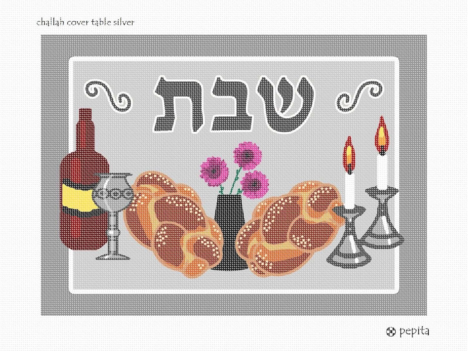 Pepita Needlepoint kit: Challah Cover Table Silver, 17" x 12"