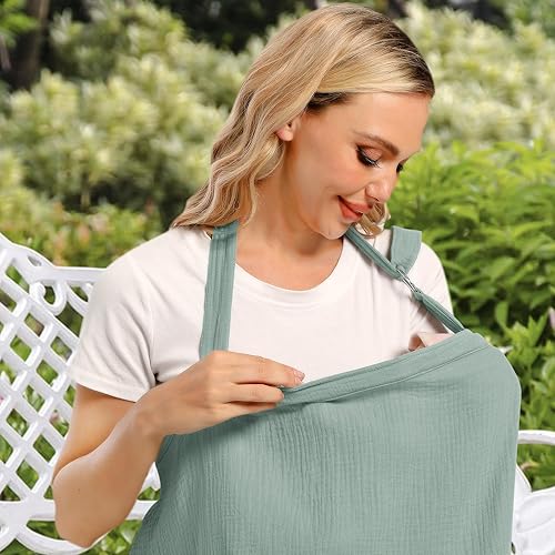 Miniatura 5 de Wimst - Funda de muselina para lactancia materna, suave y transpirable, con aro rígido para delantal de lactancia (salvia)