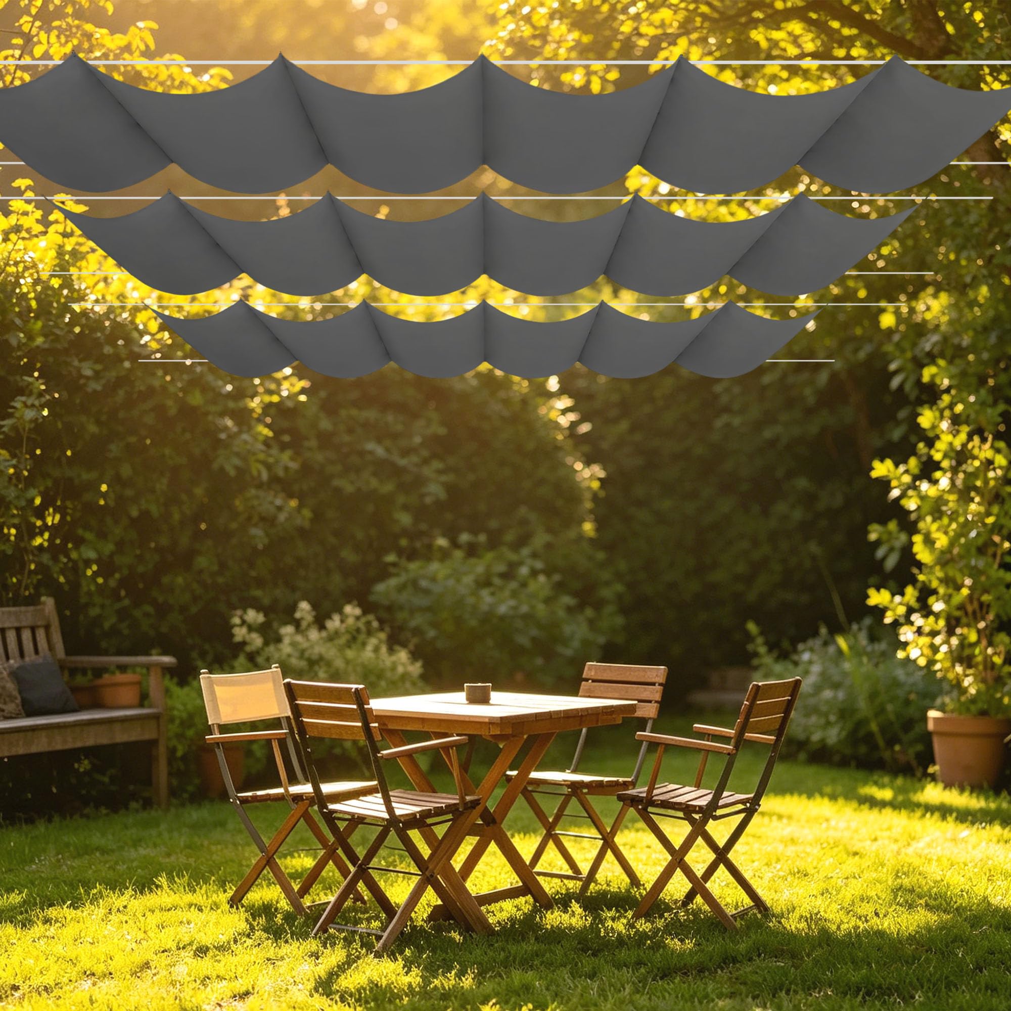 Voile d'ombrage imperméable gris foncé 2x3.2m pour repas sur la terrasse et détente au jardin