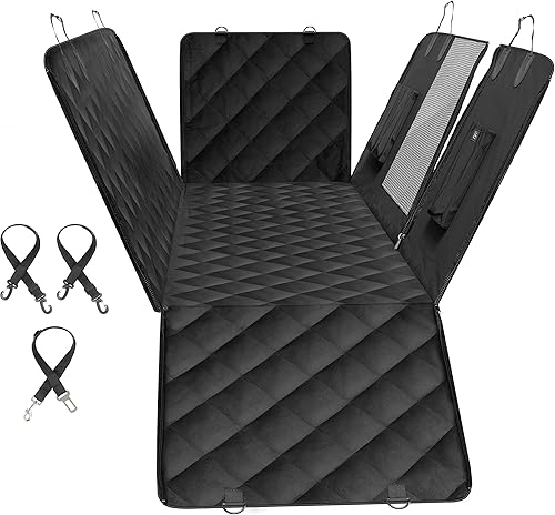 Simple Deluxe Funda de asiento de coche para perro para asiento trasero, hamaca impermeable para automóvil con ventana de malla, protector de