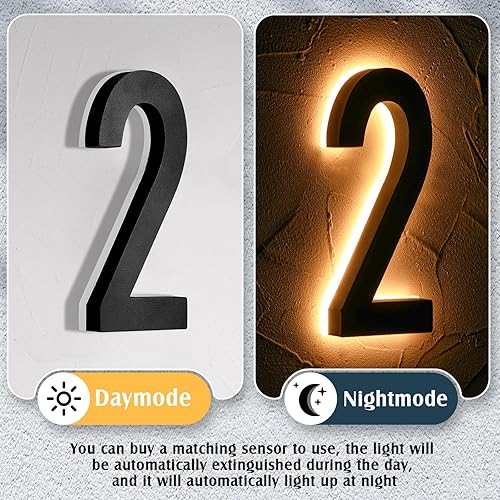 Vista 50 de ROCEEI Número de casa LED retroiluminado de 8 pulgadas 0-9 para direcciones grandes exteriores, número iluminado, impermeable, acero inoxidable