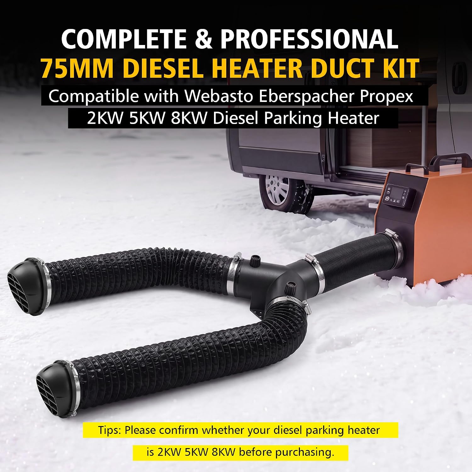 75mm Diesel Heater Compatible with Webasto/Eberspacher 2KW 5KW 8KW Heaters