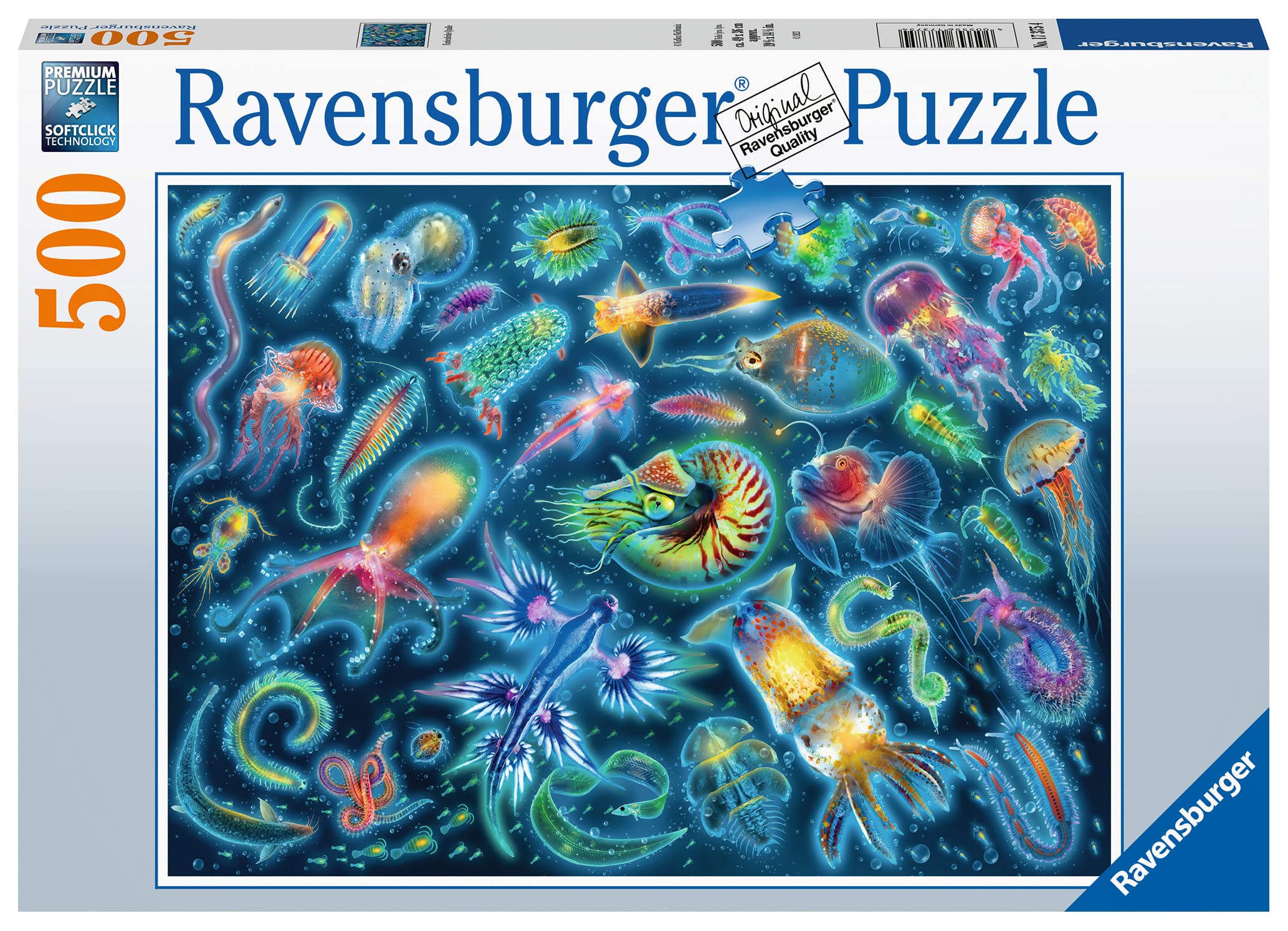 Ravensburger - Puzzle: Animales Marinos, Puzzles para Adultos y Niños, Rompecabezas Adultos, Puzzle 500 piezas, Usa Pegamento puzzle para enmarcar, Puzzle 500 Piezas Adultos, Pasatiempos Adultos