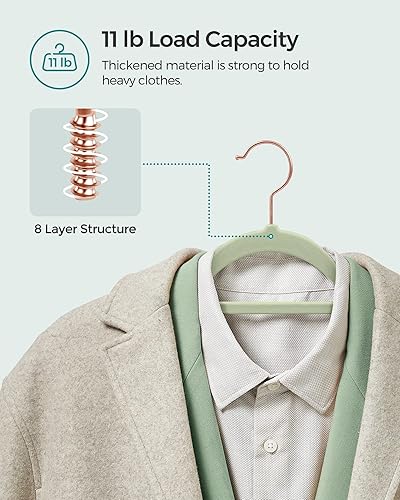 Miniatura 8 de SONGMICS Paquete de 30 perchas para pantalones y 50 perchas para ropa perchas de terciopelo con clips ajustables y ganchos giratorios ahorro de