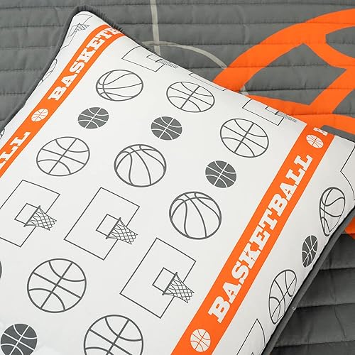 Miniatura 7 de Lush Decor Juego de edredón reversible de 5 piezas de juego de baloncesto, acogedor y suave, juego de ropa de cama con temática deportiva para