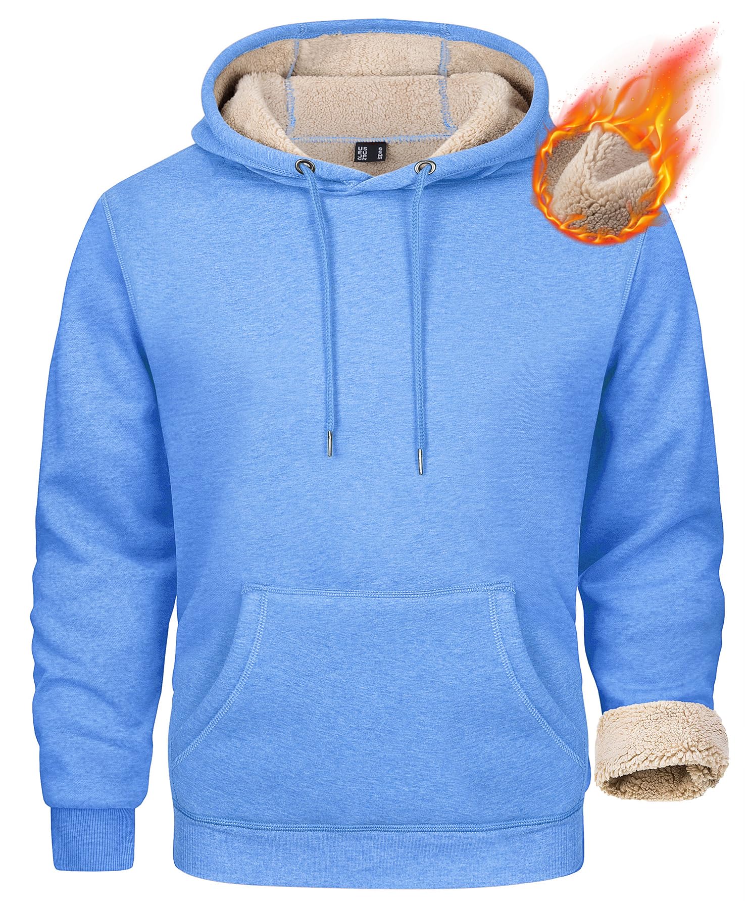 MAGCOMSEN Men's Heavy Hoodie Sherpa Fleece Lined Pullover Thick Winter Hooded Sweatshirt