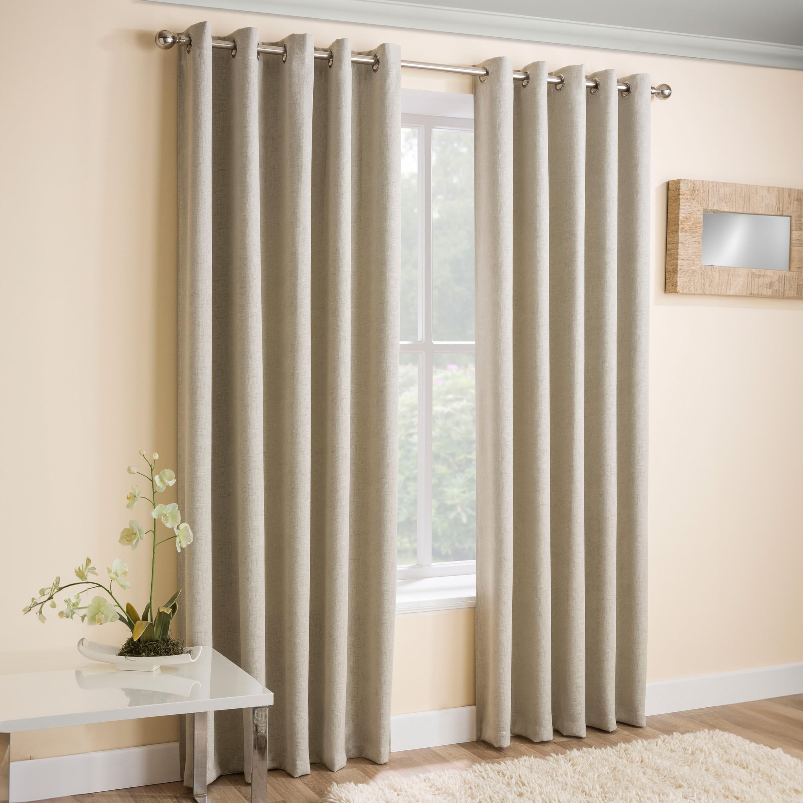 Enhanced Living Cream Vogue Light Filtering Eyelet Curtain Size 117 X 183Cm