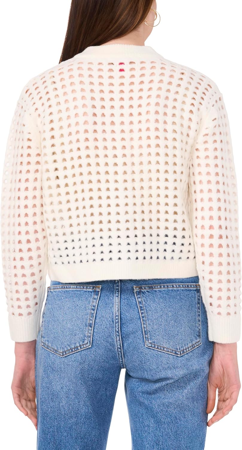 Vince Camuto Pointelle Long Sleeve Cardigan