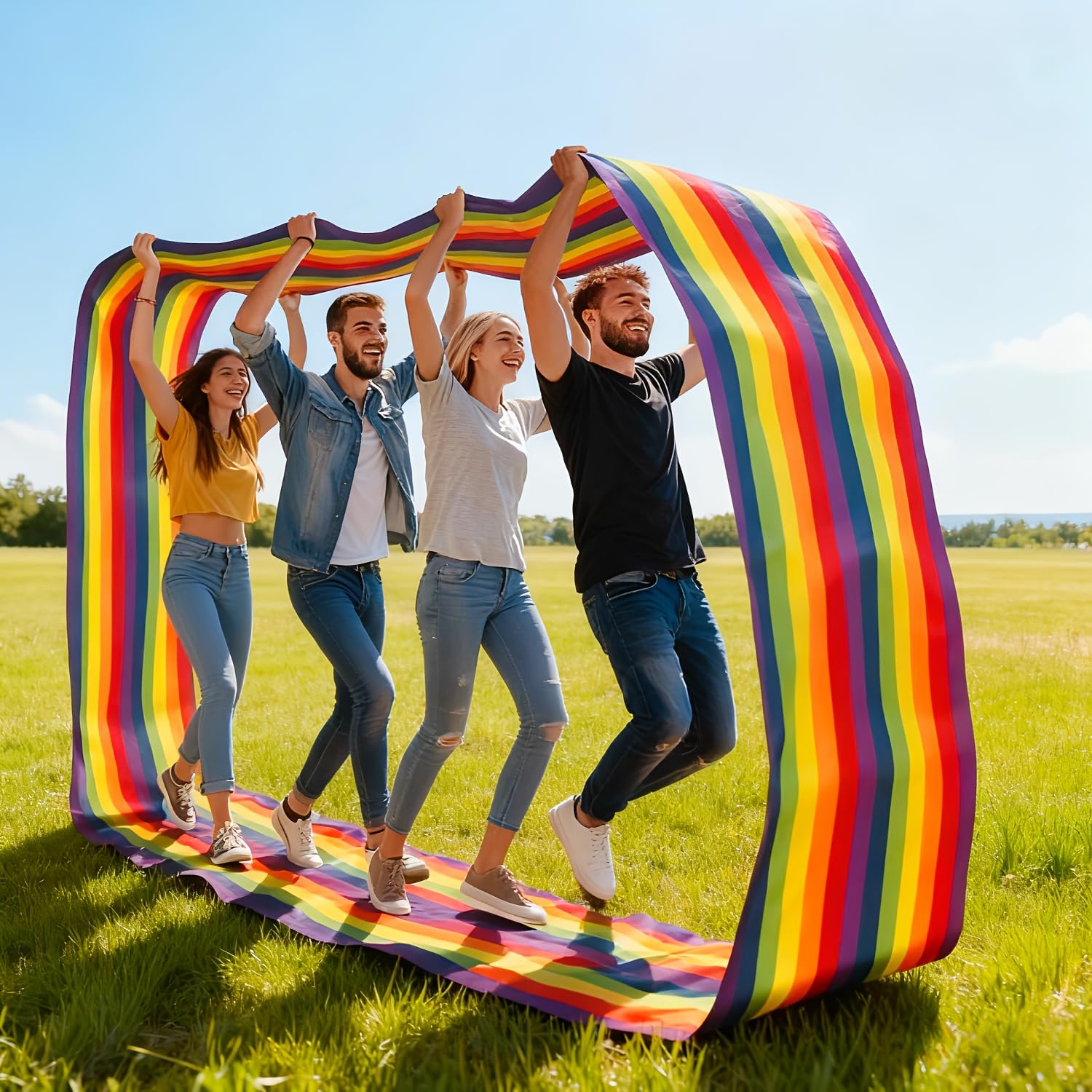 Tappetino da corsa a righe colorate per attività di team building, giochi all'aperto, riunioni di famiglia, vacanze, feste, regali, perfetto per Natale, Halloween, Capodanno e compleanni