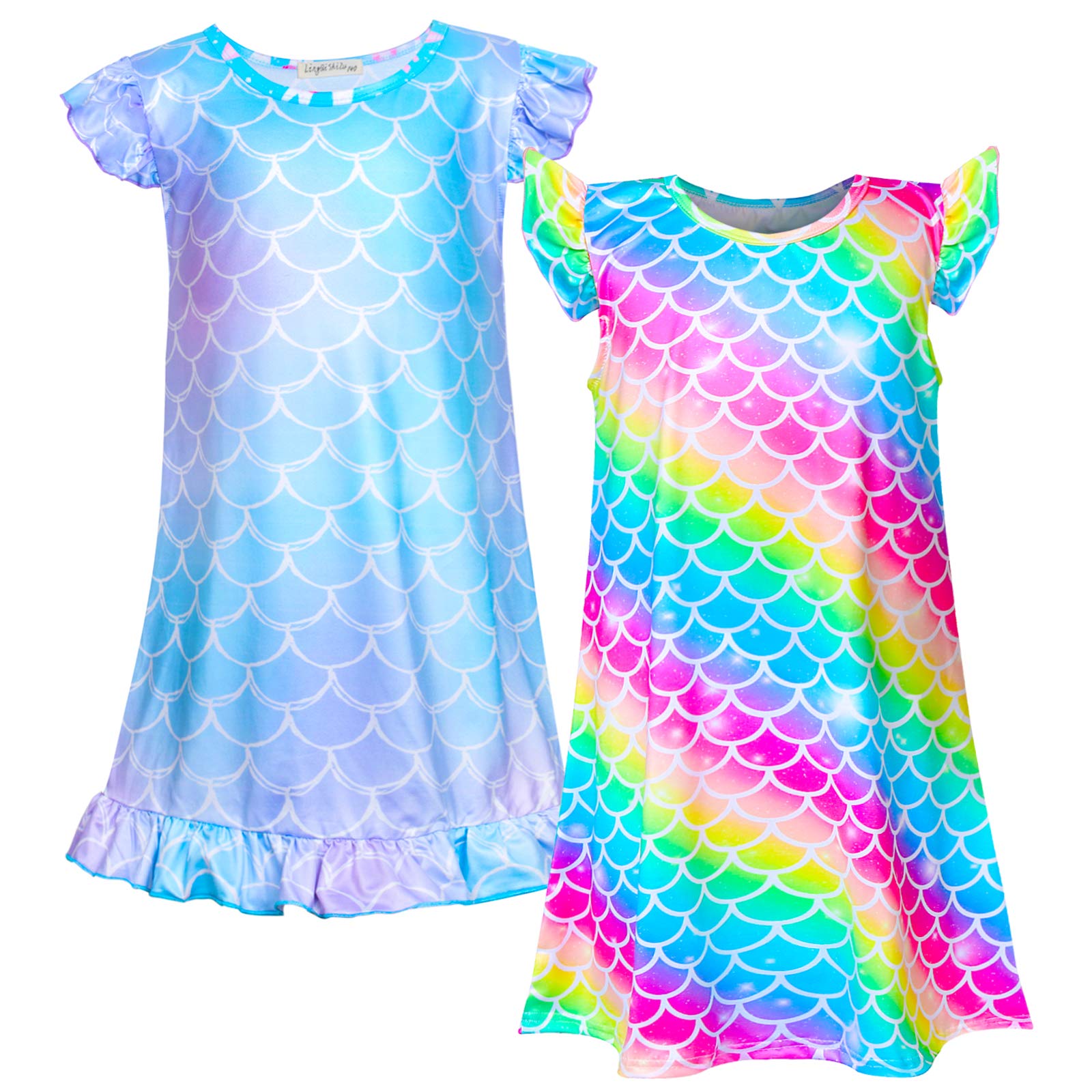 Sylfairy2pcs Girls Nightgowns, Unicorn Nightgown Princess Pajama Dresses for Girls Sleepwear Nightie