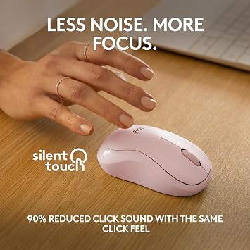 Logitech M240 Compact Silent Bluetooth Wireless Mouse - Rose | Bluetooth connectivity, no USB receiver, quiet clicks, 3 non-customizable buttons, 18-month battery life, PC Mac compatible