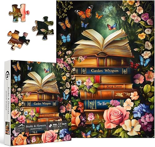 Miniatura 2 de Rompecabezas vintage de 1000 piezas para adultos, rompecabezas retro de jardín de flores silvestres, rompecabezas de plantas difíciles para amantes