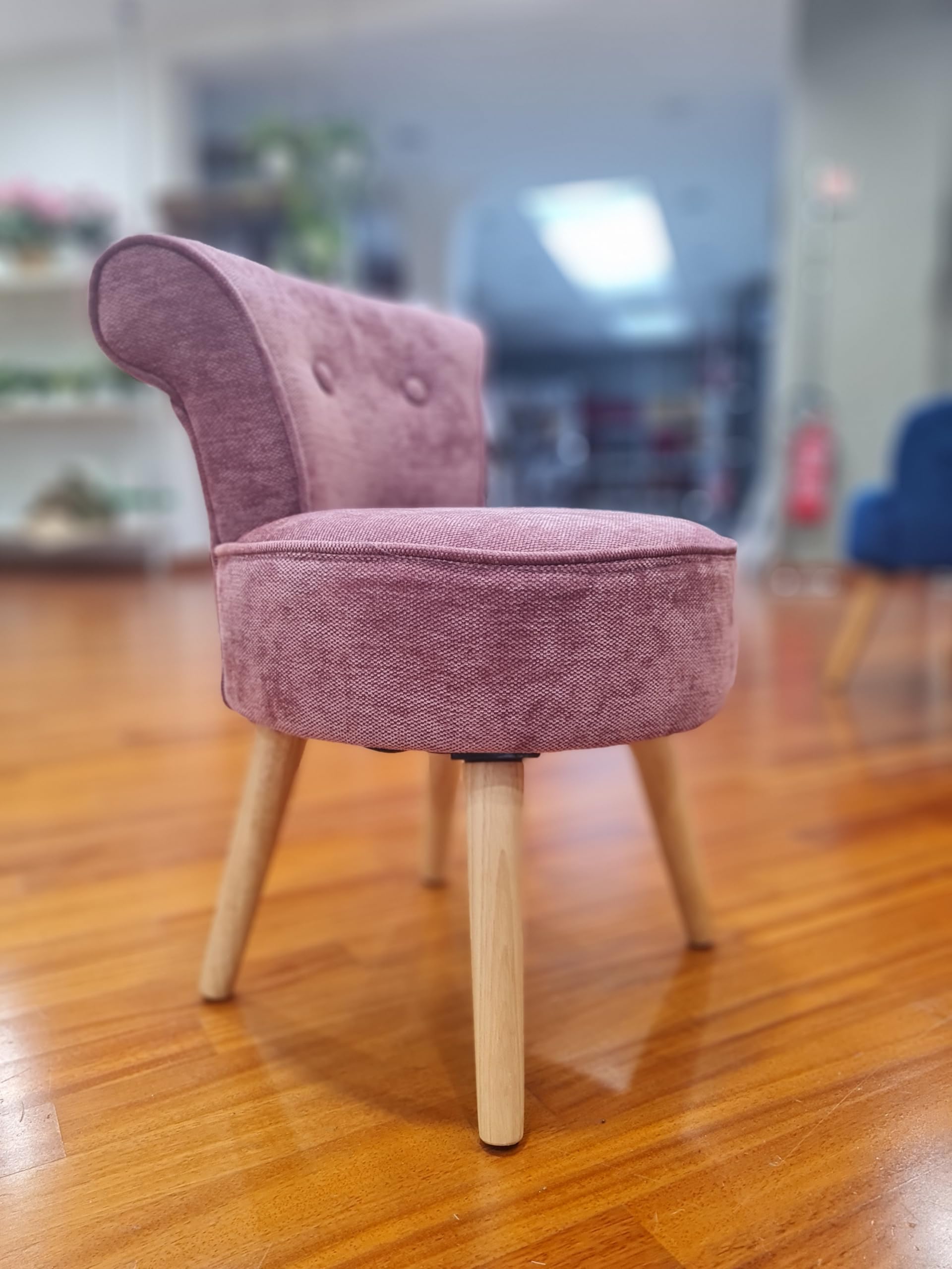 Poltroncina PARIGI VELVET Blu Schienale in Tessuto, Sedia Imbottita per Trucco 45x45x61 cm (TIA 61941)
