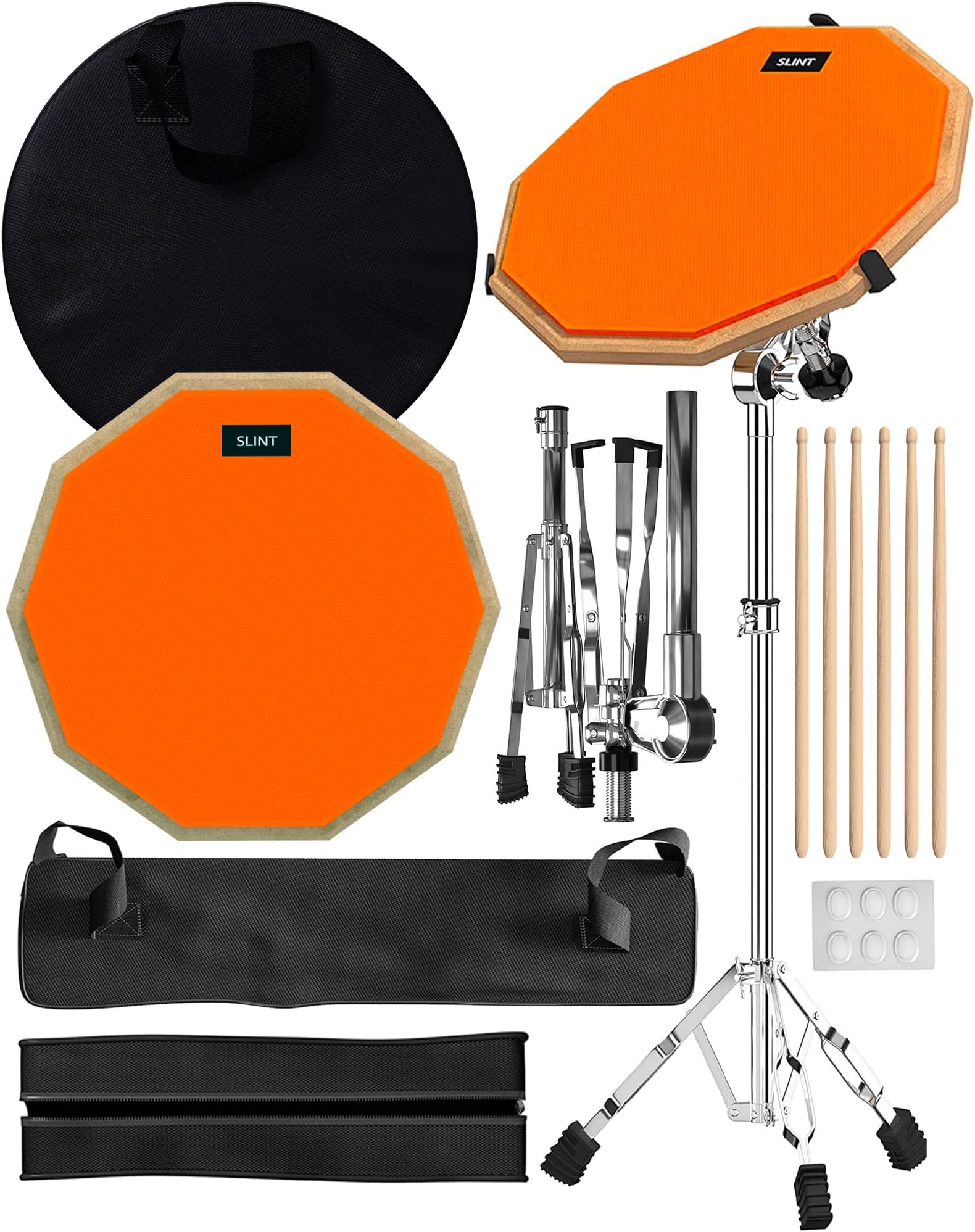 SLINT Drum Practice Pad Set – 12" Double-Sided Pad with 4" Snare Drum, Ideal for Beginners & Kids