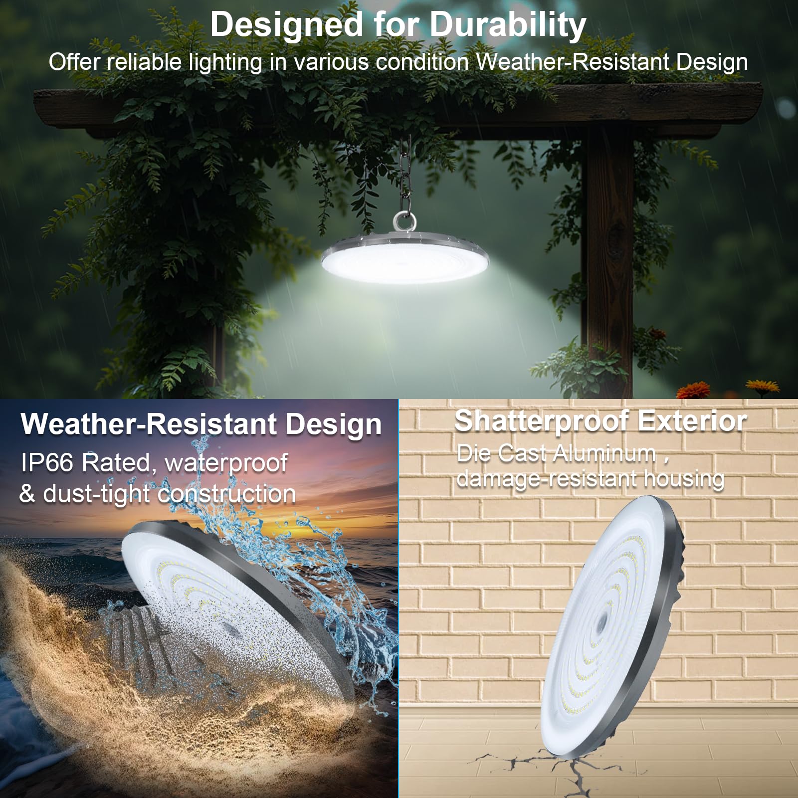 Super Bright 150W UFO LED High Bay Light 21000lm 6500K Daylight High Bay Led Shop Lights with 5FT — view 5