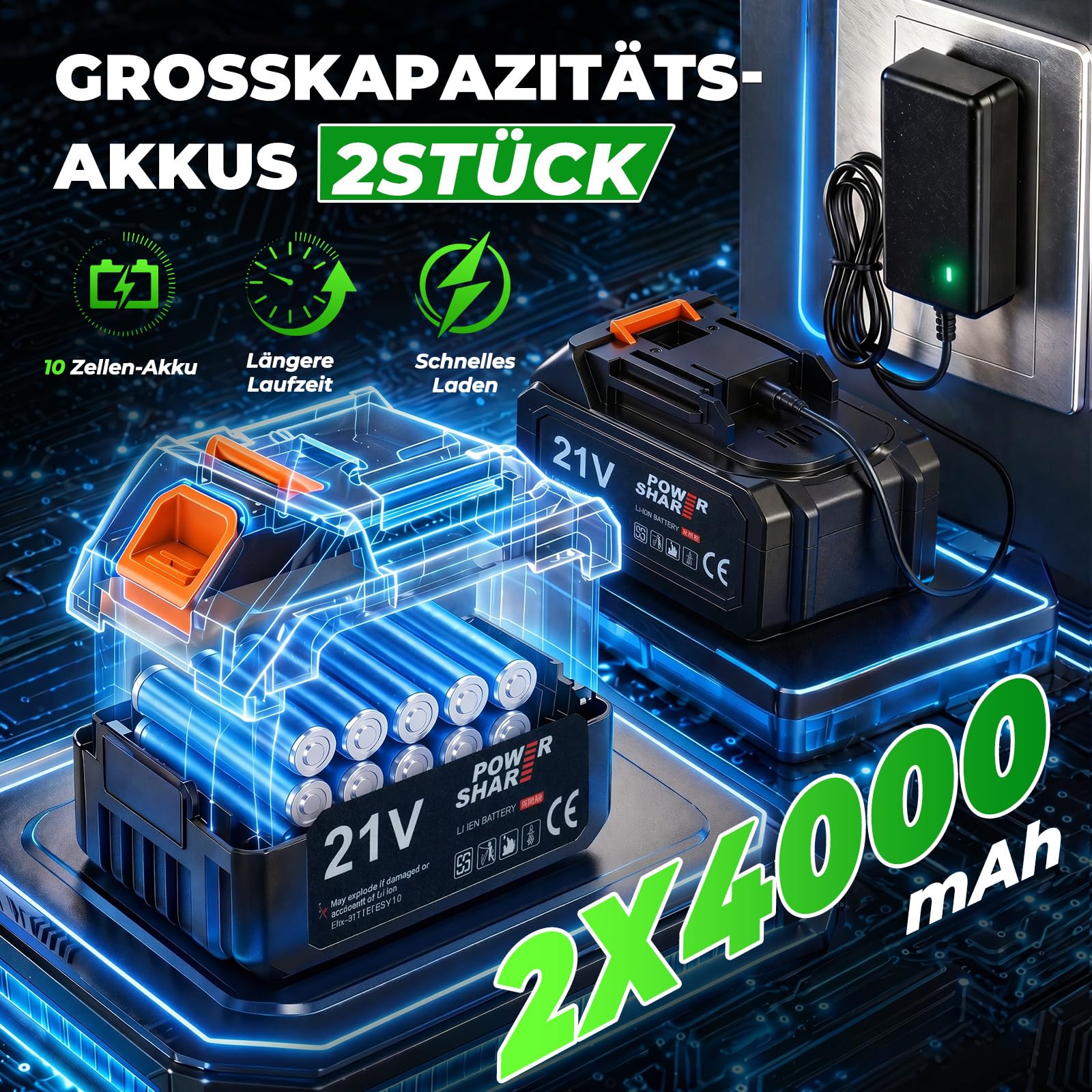 Pulverizador a presión con batería de 18L con 2 baterías de 21 V y 4,0 Ah, jeringa de espalda con presión de 0-100 PSI, sistema de agitación, 7 boquillas y lanza telescópica, para jardín
