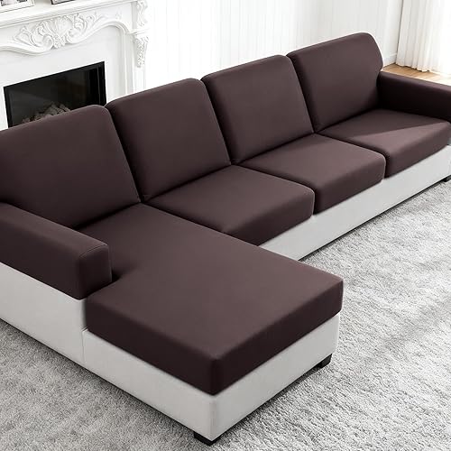 Miniatura 13 de TAOCOCO Fundas de sofá modular, fundas elásticas de cojín para sofá seccional en forma de L, 4 fundas de asiento seccionales, protector de muebles