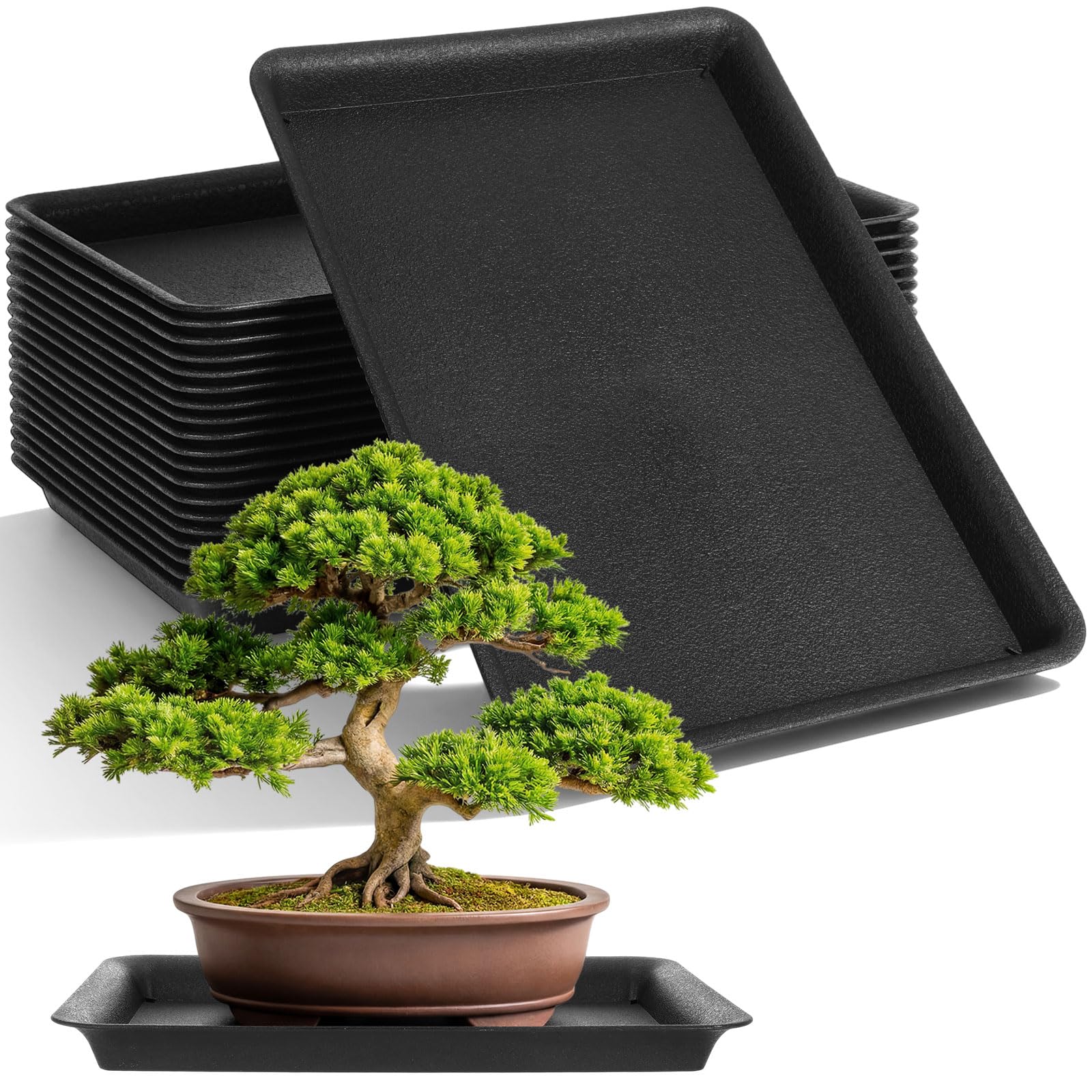 Soucoupe rectangulaire en plastique lourd Gejoy antidérapante pour pot de fleurs 43cm