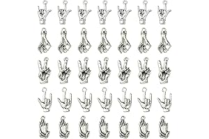 Ipotkitt 50 Pcs 5 Styles Antique Silver Hand Gesture Charms Alloy OK...