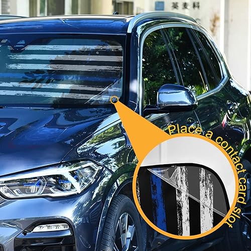 Miniatura 3 de Parasol para parabrisas de automóvil, bandera estadounidense, retro, plegable, protección solar, calor y rayos UV, protección solar interior