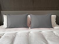 Vista 5 de iMaylex Funda de almohada suave 100% algodón egipcio con cremallera, acogedora y ligera, juego de 2, gris oscuro, Queen, 20 x 30 pulgadas