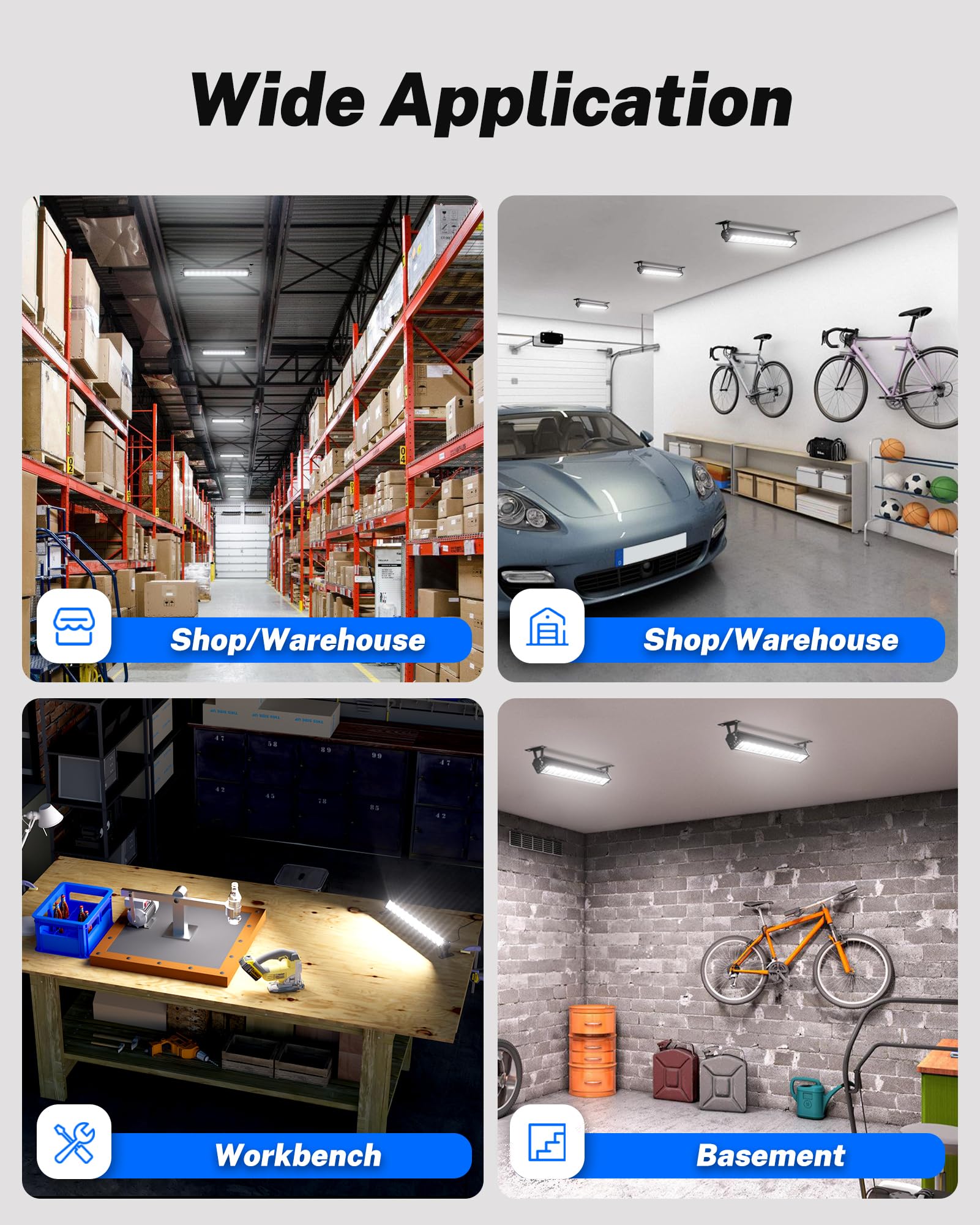 4 Pack LED Shop Lights 40W 5400LM Plug in Garage Lights with 6 6FT Long Power Cord and — view 9