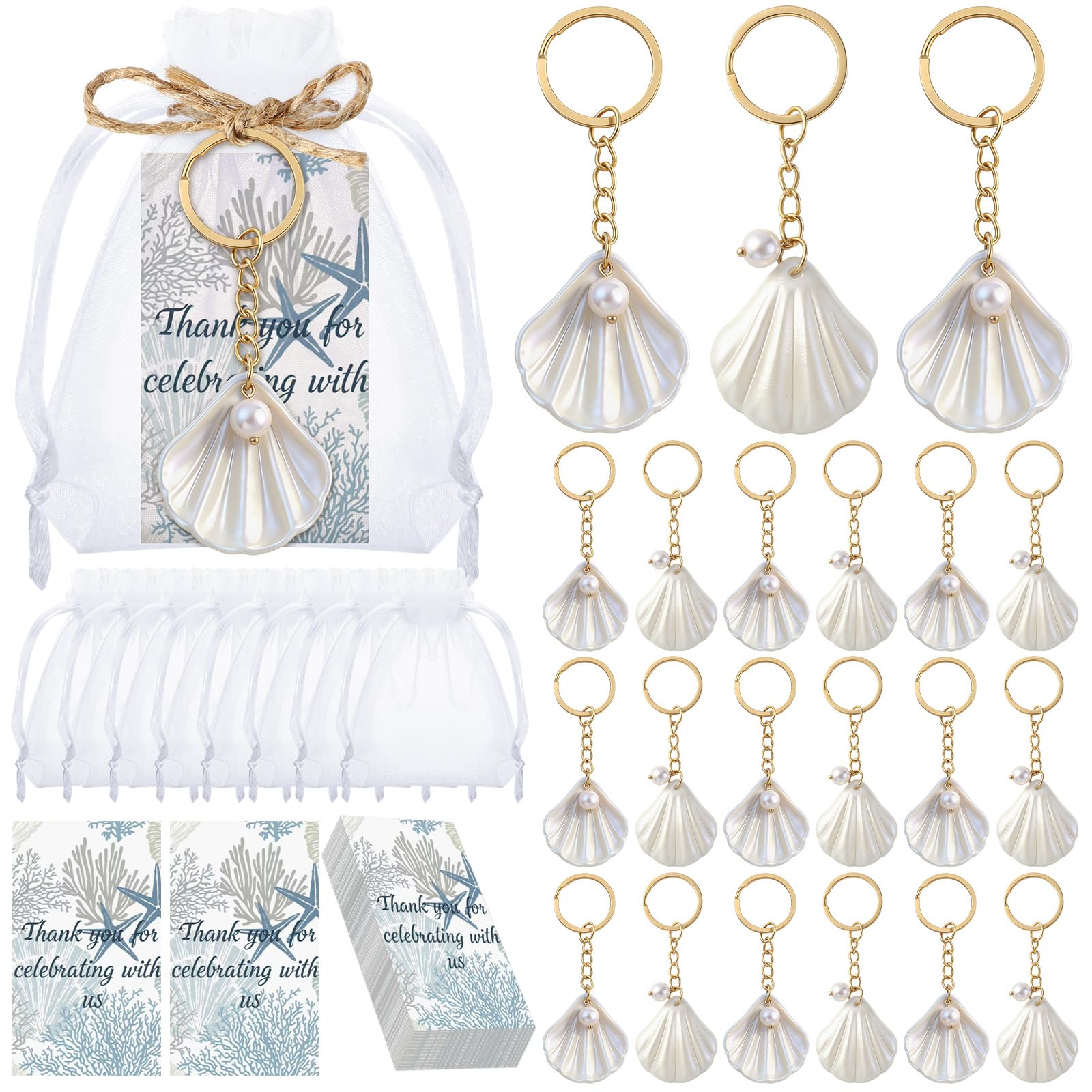 Photo 1 of Equsion Seashell Keychain Beach Themed Party Favor Set