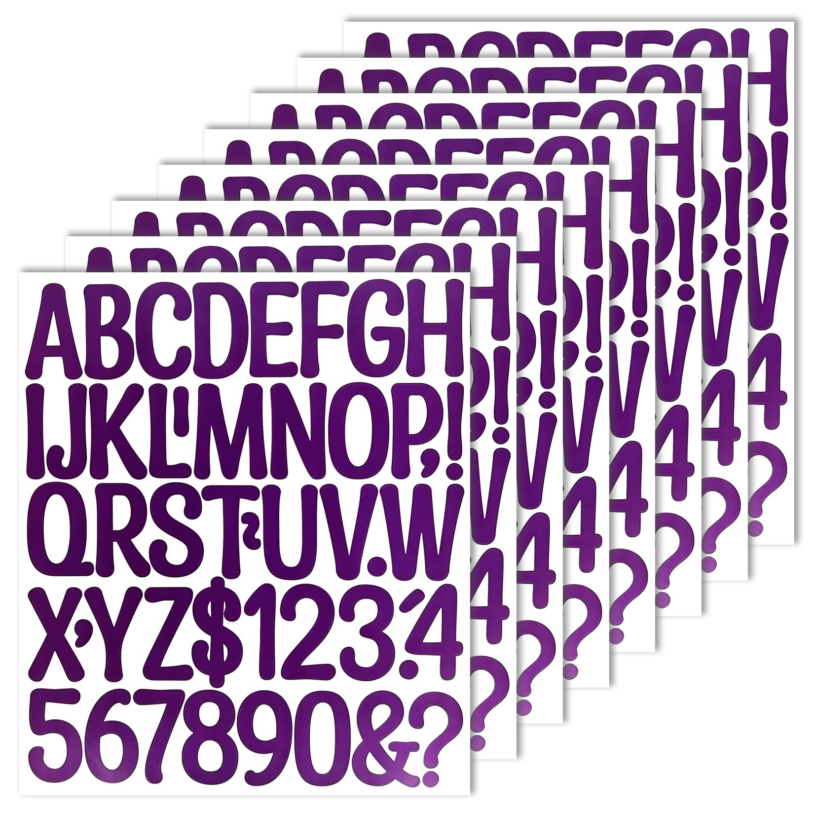 2-Inch Letter Number Sticker - Self Adhesive Capital Alphabet Stickers for Mailbox, Bulletin Board, Scrapbooking and DIY Crafts Making, 8 Sheets Purple