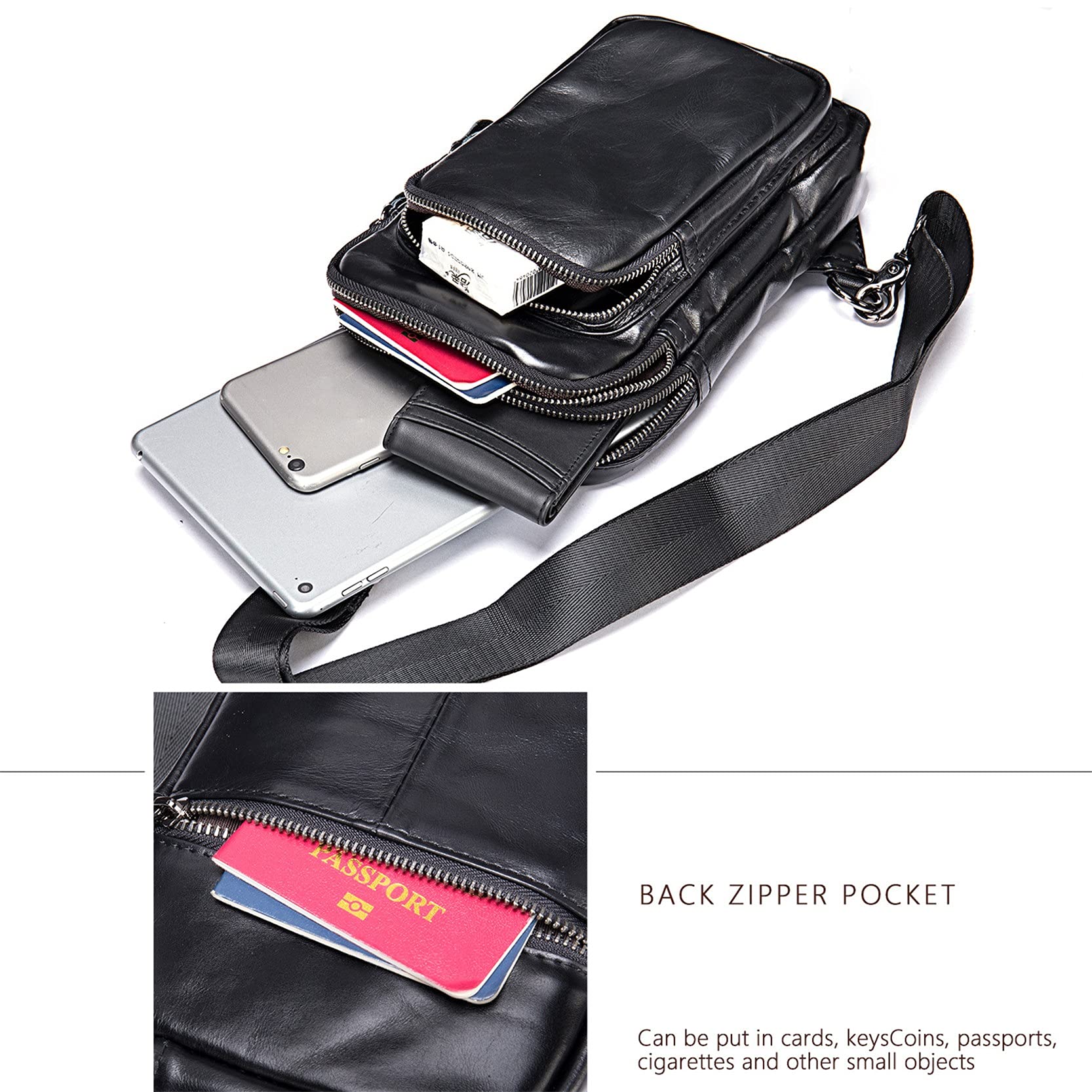 Borsttas voor Reizen, Crossbody tas heren lederen sling tas borst tas schouder rugzak vintage multipurpose anti-diefstal zakelijke casual outdoor reizen Sling Rugzak Schoudertas voor fietsen kamperen