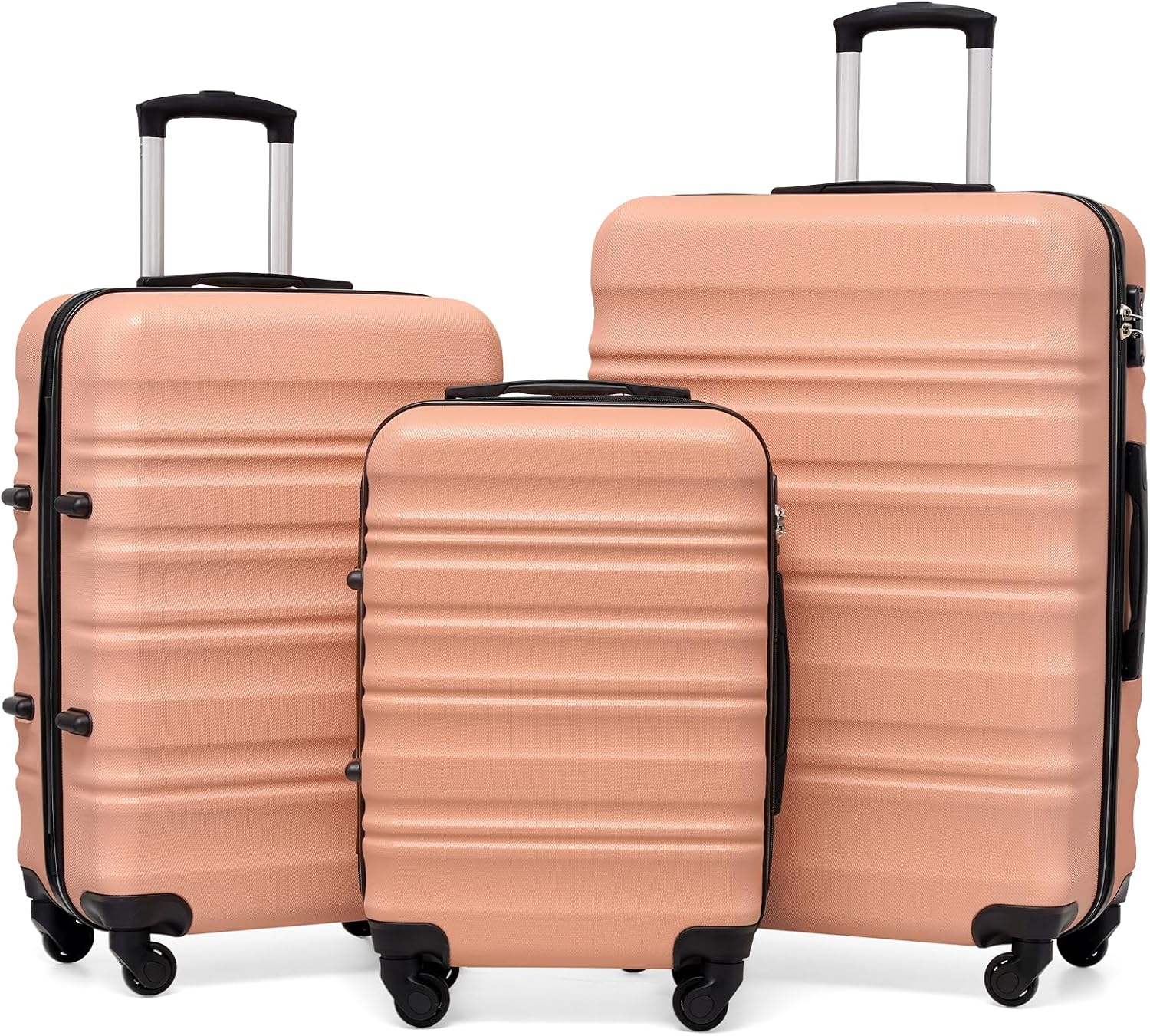 COOLIFE Hard Shell Suitcase Trolley Suitcase Travel Suitcase with TSA Lock and 4 Wheels cherry blossom powder Luggage set rolling suitcase