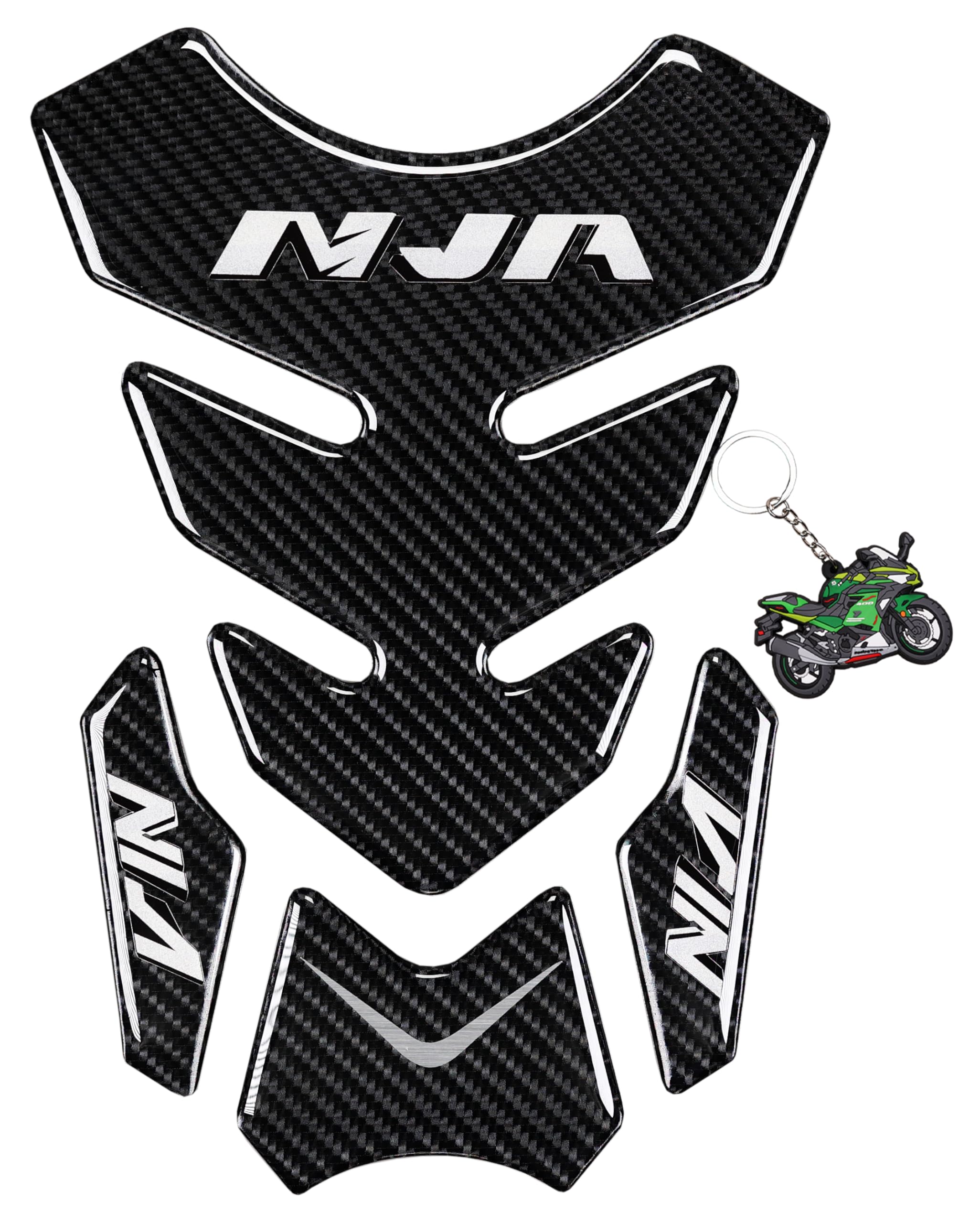 5D Real Carbon Fiber Chrome Decal Sticker Vinyl Decal Emblem Protection Gas Tank Pad for NJ 250 300 All Series with Keychain