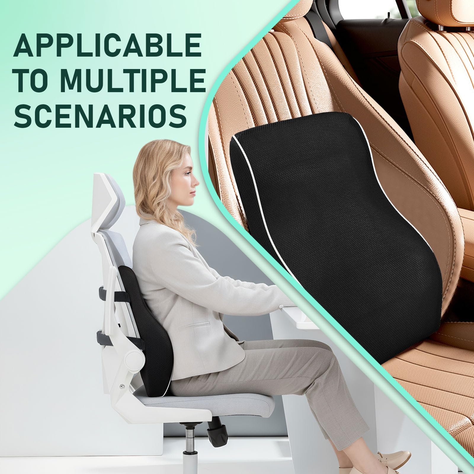 Cuscino Lombare Ergonomico, Cuscino di Supporto Lombare in Memory Foam Cuscino Lombare Sedia Ufficio con Doppie Cinghie Regolabili per casa Ufficio Auto Viaggio