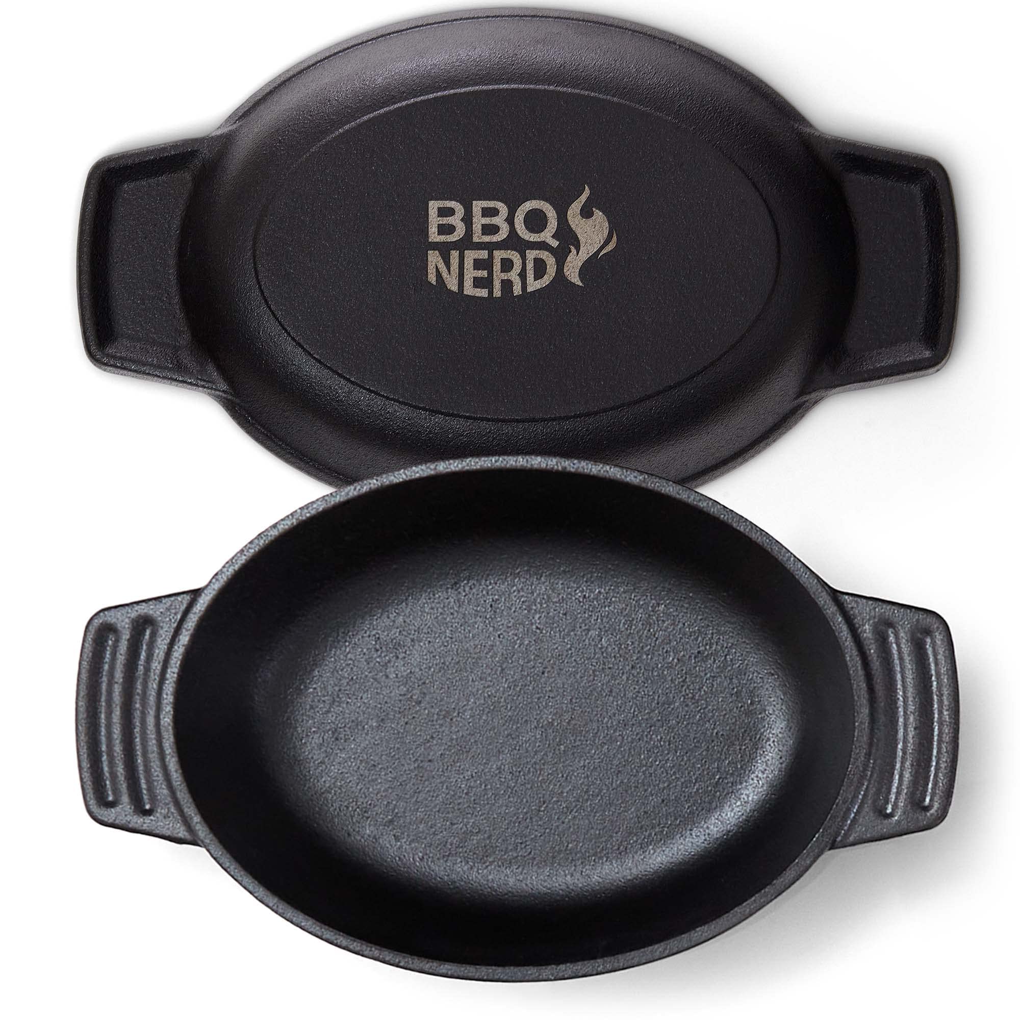BBQ-Nerd Servierpfännchen aus Gusseisen im 6er Set - Grillpfännchen - oval 22,5x13 cm - zum Braten Überbacken Grillen Anrichten Servieren - Gusspfännchen für einzelne Portionen